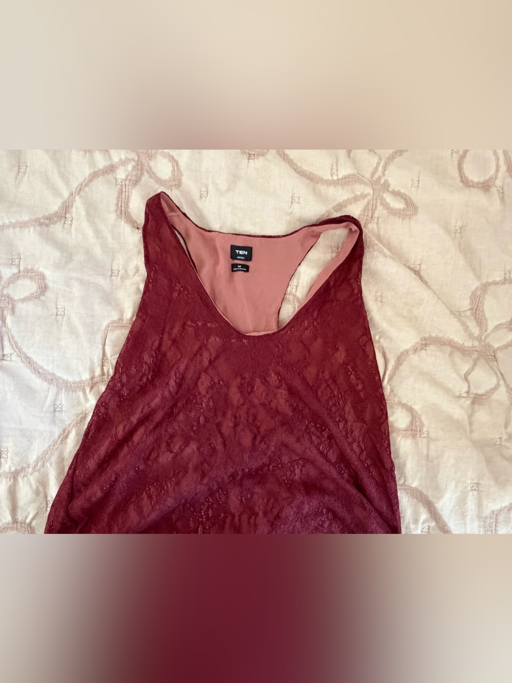 Artiza Burgundy Lace Racerback Tank Top